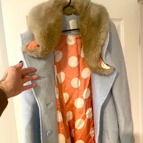 RARE Elevenses (for Anthropologie) wool coat with removable fur collar - Picture 10 of 11